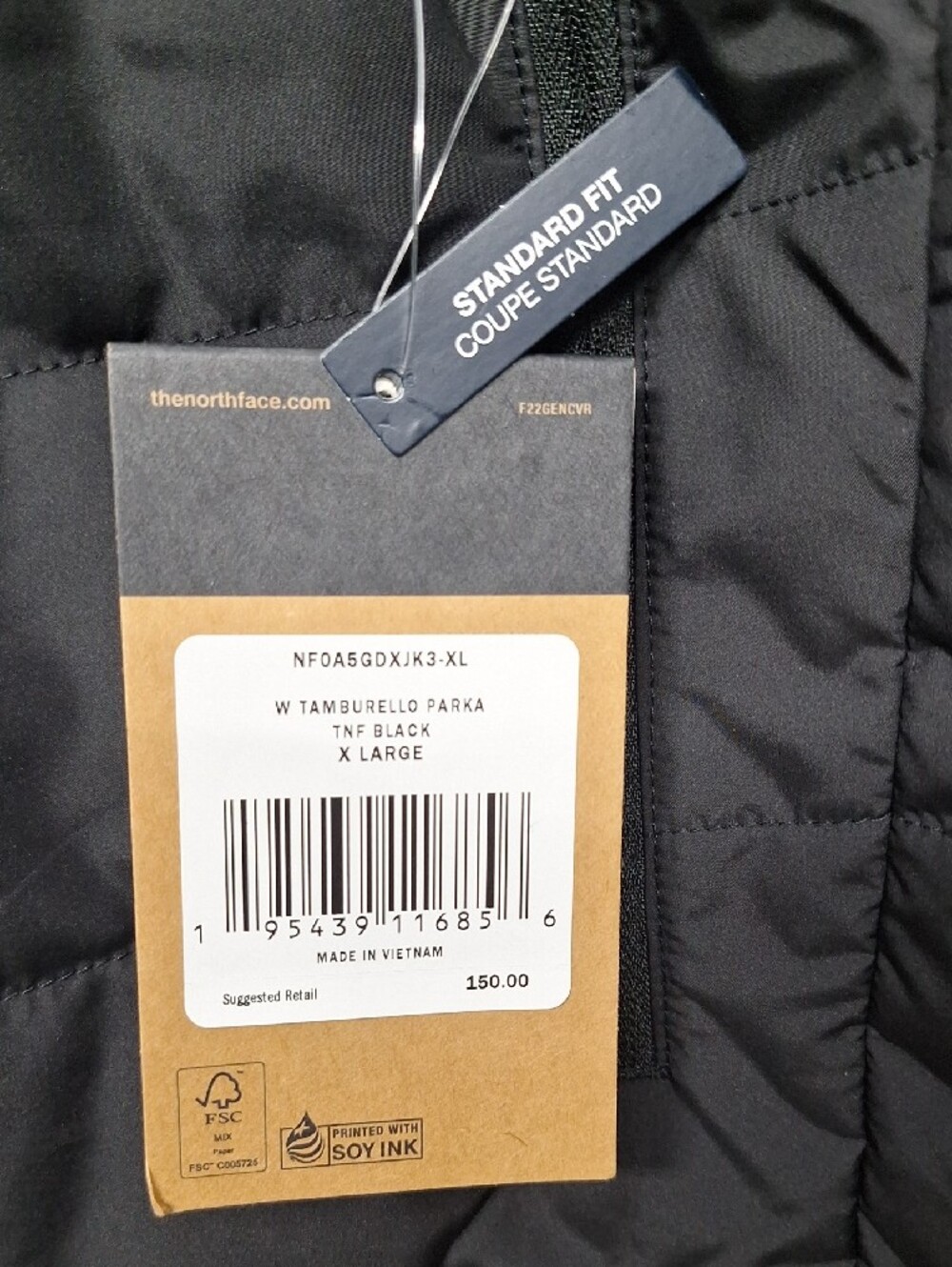 The North Face Women's Black Hooded Quilted Puffer Coat XL NWT - Picture 6 of 10